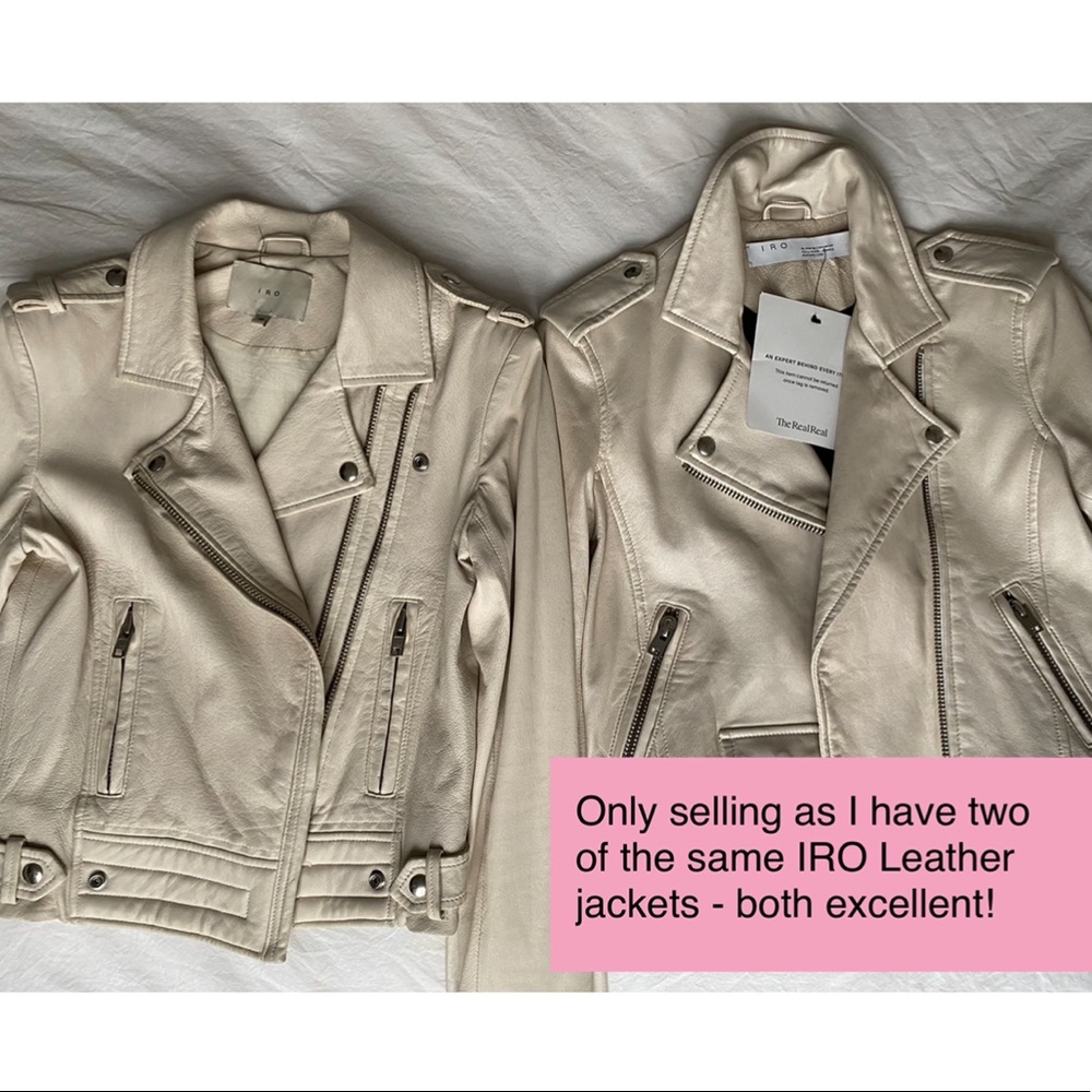IRO 
Cream Leather Biker Jacket   Size: M | US8, FR40 ORIGINAL PRICE: $1,370.00